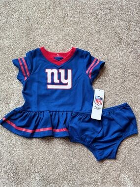 NWT NFL New York Giants Cheerleader Outfit 2 Piece Set 6-12M Baby Girl Game Day